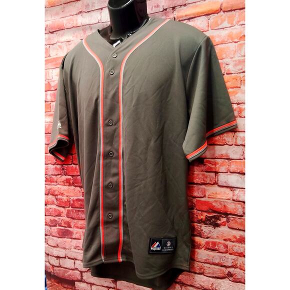 Majestic Jersey Men's XL Gray MLB Baseball Sports Short Sleeve Button Front - Picture 5 of 7